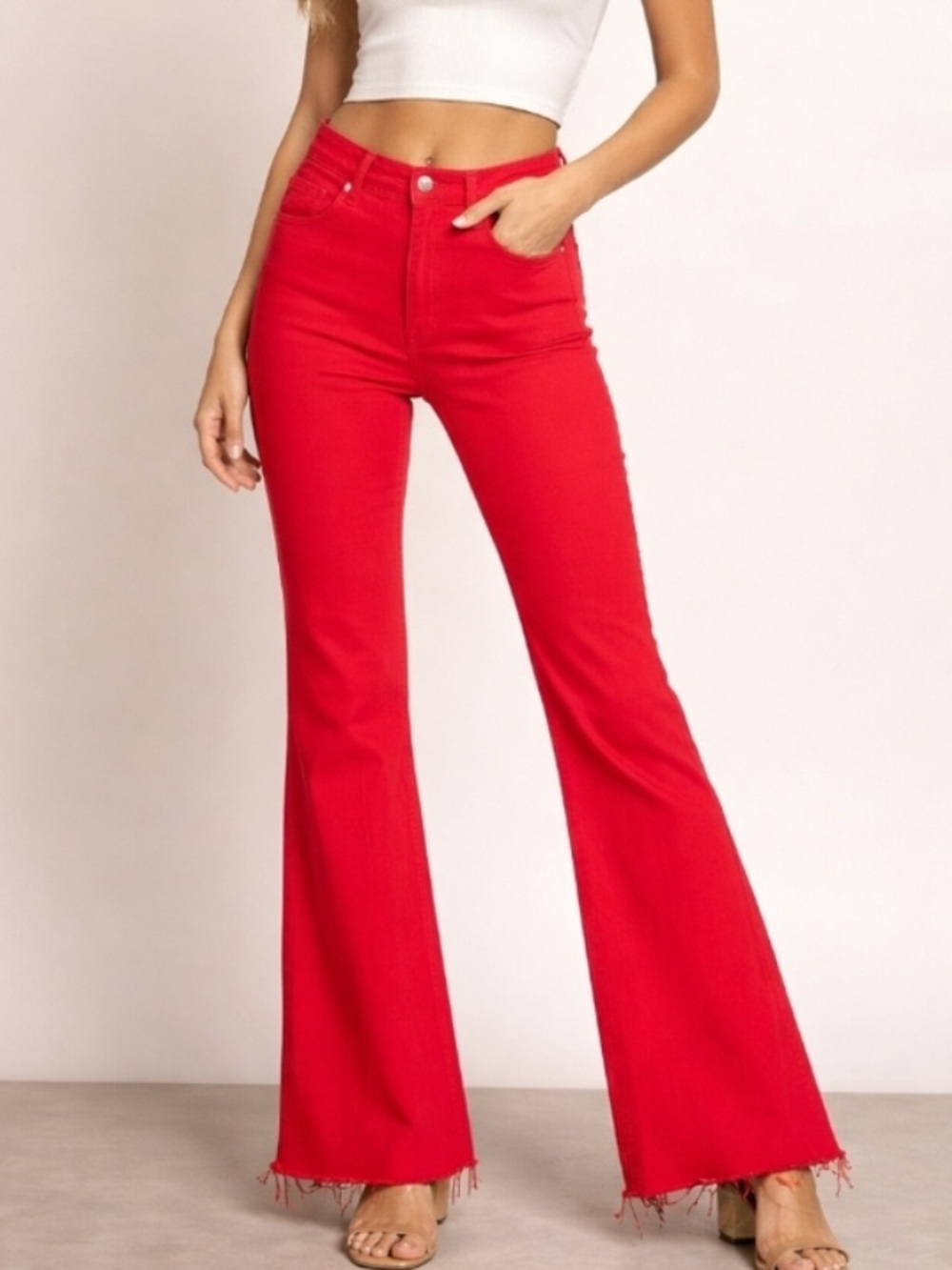 Judy Blue Red High-Rise Flare Jeans